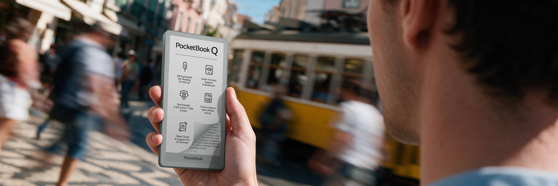 Telefonui prilygstančio dydžio elektroninė skaityklė „PocketBook Q“ parodoje IFA 2026: Visada po ranka – patogiam skaitmeniniam detoksikavimui, skaitymui ir klausymuisi