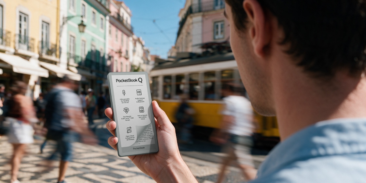 Telefonui prilygstančio dydžio elektroninė skaityklė „PocketBook Q“ parodoje IFA 2026: Visada po ranka – patogiam skaitmeniniam detoksikavimui, skaitymui ir klausymuisi