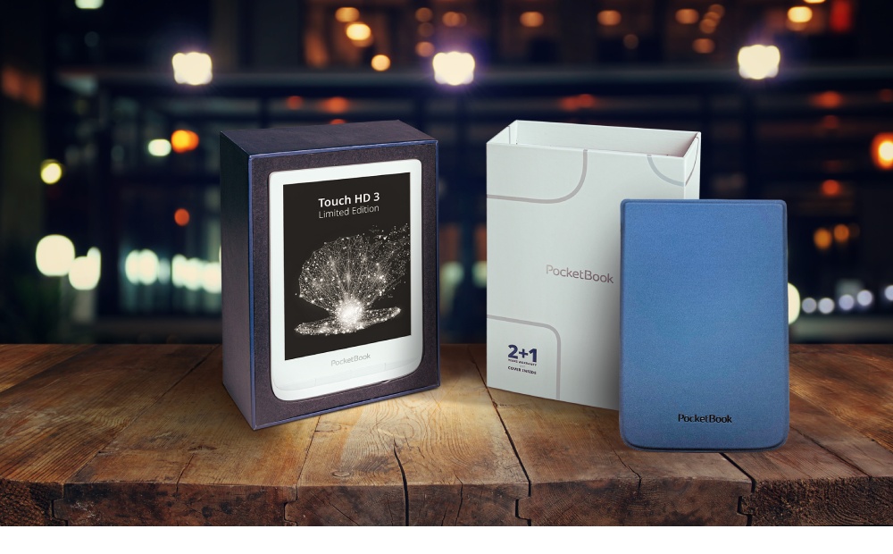 Riboto leidimo „PocketBook Touch HD 3“: išskirtinių spalvų ir vaizdo dėklas