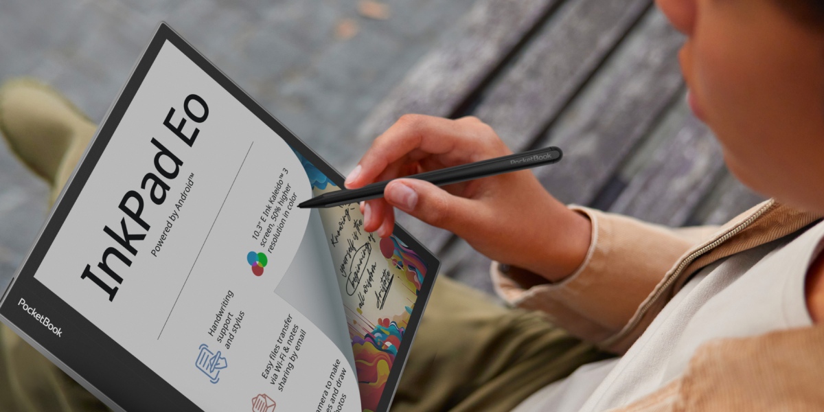 „PocketBook InkPad Eo“: galinga 10,3 colio el. užrašinė su spalvotu „E Ink Kaleido 3“ ekranu 